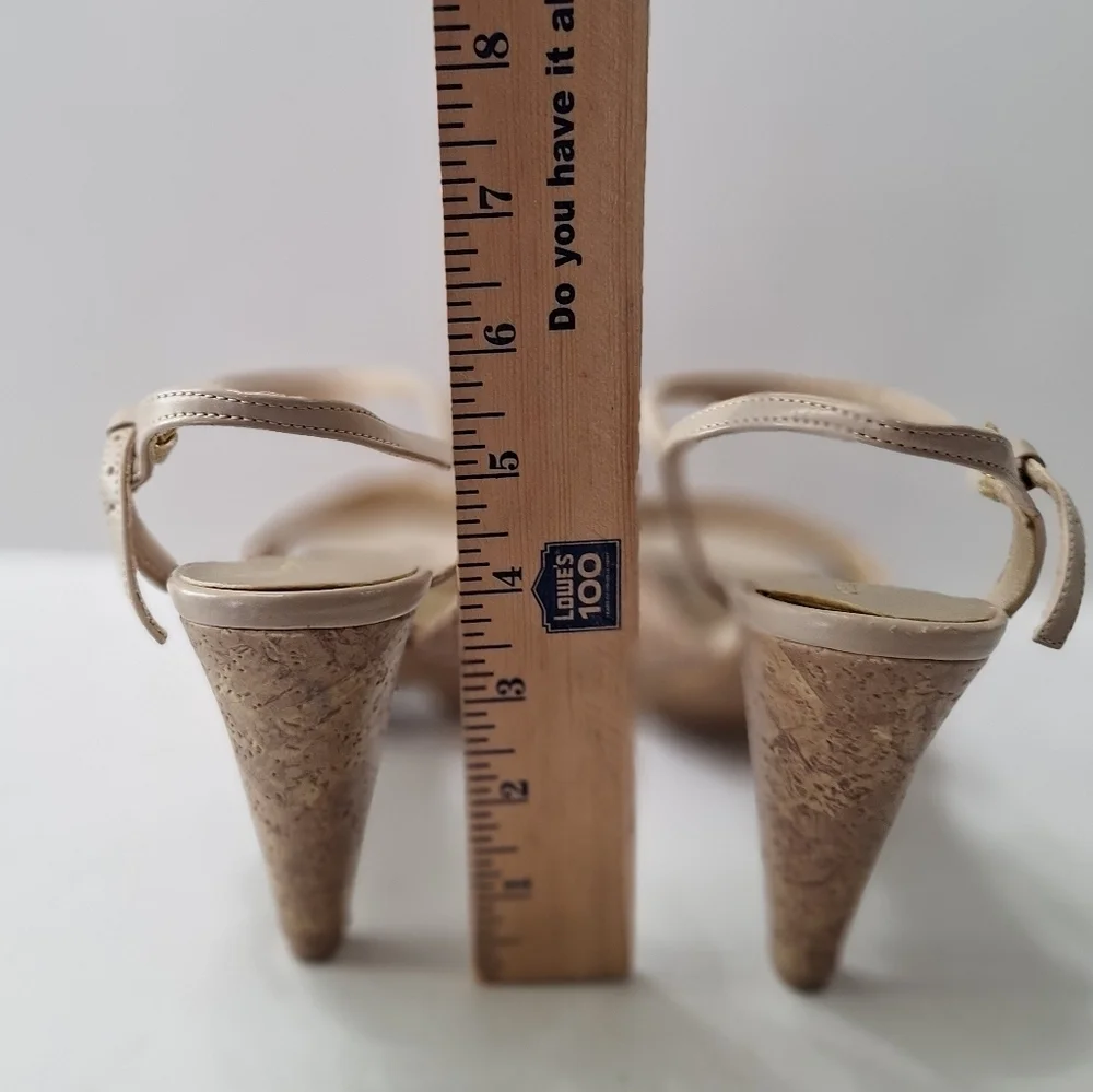 Christian Siriano Tan Bohemian Coquette Ankle Strap Platform Heels Size 7